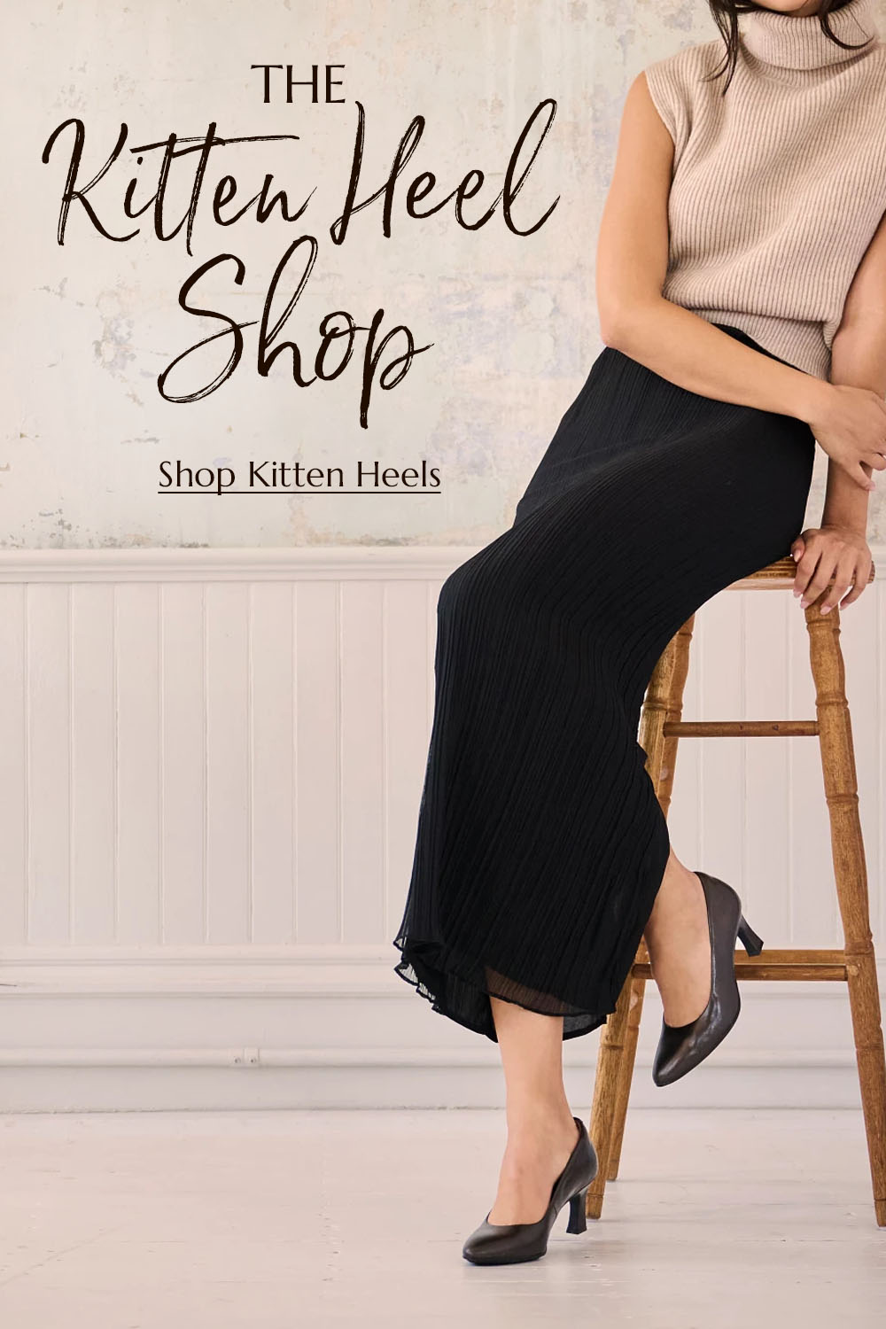 The Kitten Heel Shop. Shop Kitten Heels. Featured style: Samy heeled kitten heel pump in black.